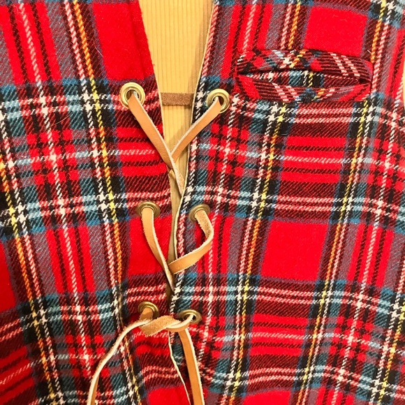 Vintage wool plaid and corduroy reversible lace up vest handmade 1960s vintage - Picture 2 of 8